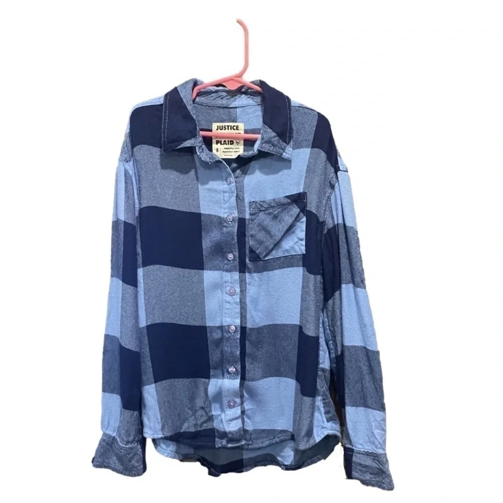 ⭐️Justice Perfect Plaid Light and Dark Blue Size 8